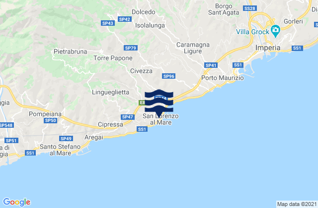 San Lorenzo al Mare, Italyの潮見表地図