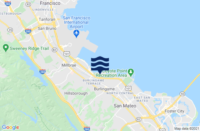 San Mateo, United Statesの潮見表地図