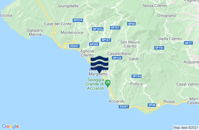 San Mauro Cilento, Italyの潮見表地図