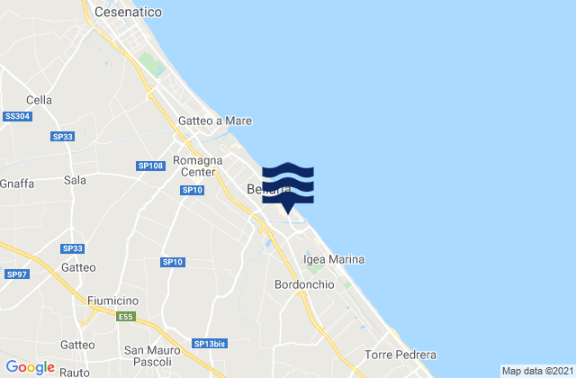 San Mauro Pascoli, Italyの潮見表地図