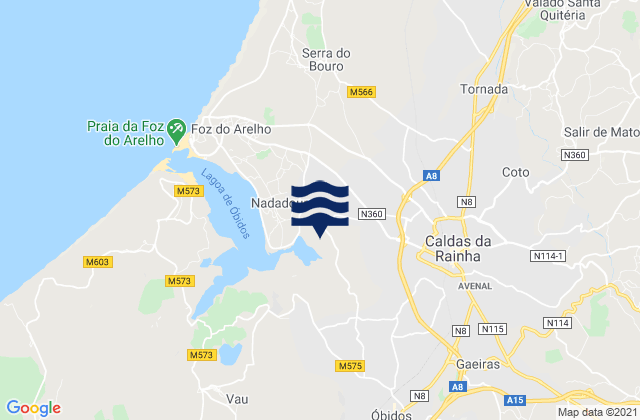 San Miguel - Populo, Portugalの潮見表地図