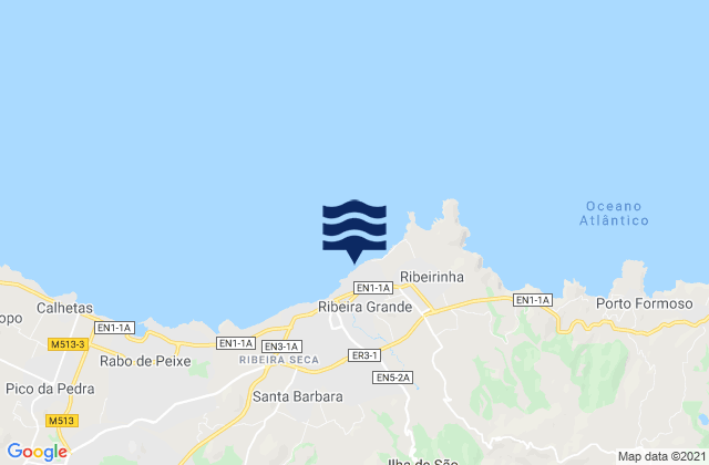 San Miguel - Ribeira Grande, Portugalの潮見表地図
