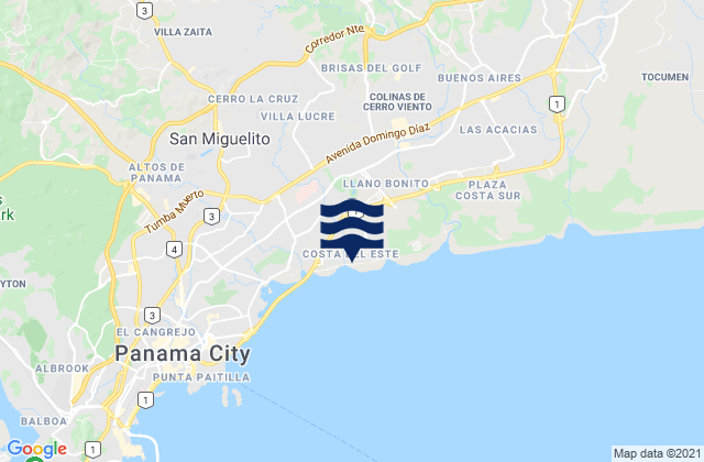 San Miguelito, Panamaの潮見表地図