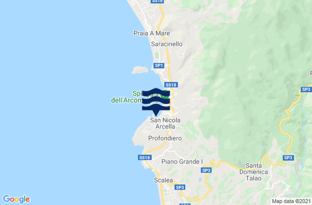 San Nicola Arcella, Italyの潮見表地図