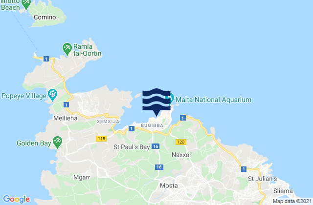 San Pawl il-Baħar, Maltaの潮見表地図