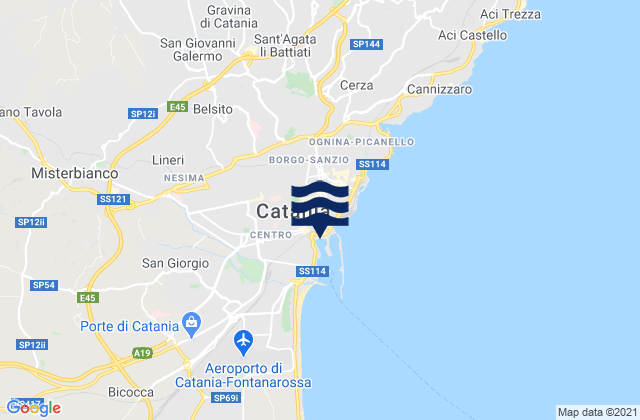San Pietro Clarenza, Italyの潮見表地図