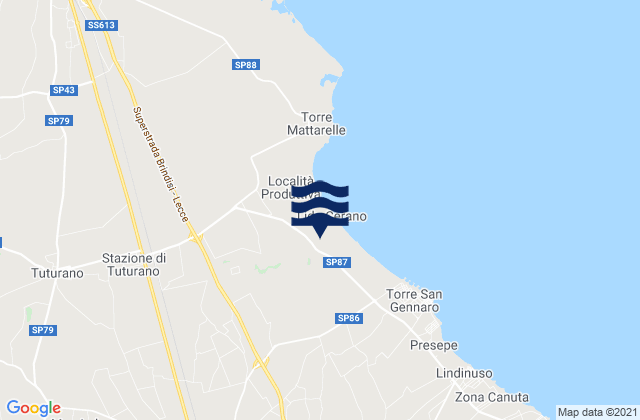 San Pietro Vernotico, Italyの潮見表地図