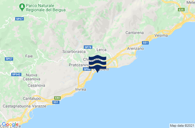 San Pietro d'Olba, Italyの潮見表地図