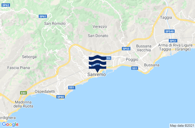 San Remo, Italyの潮見表地図