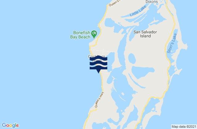 San Salvador Island, Bahamasの潮見表地図