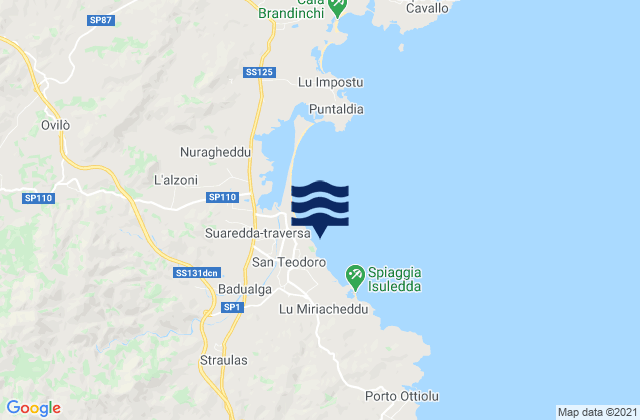 San Teodoro, Italyの潮見表地図