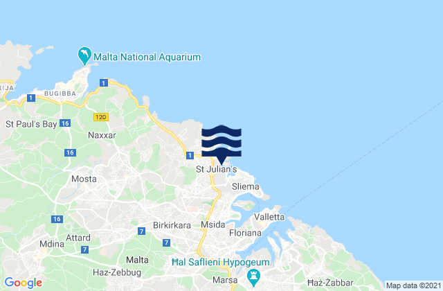 San Ġiljan, Maltaの潮見表地図