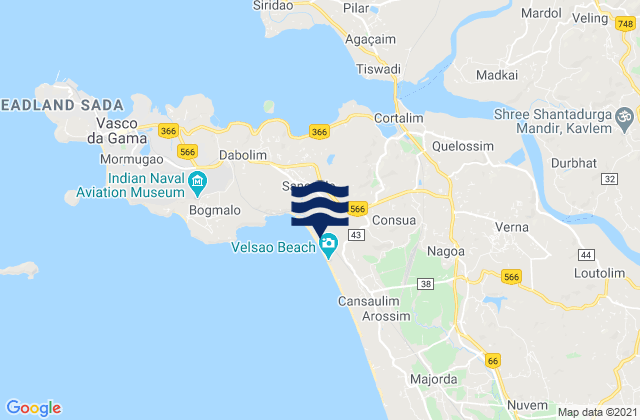 Sancoale, Indiaの潮見表地図