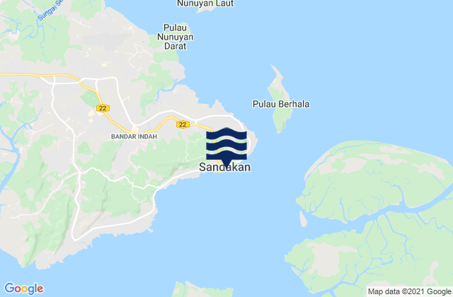 Sandakan, Malaysiaの潮見表地図