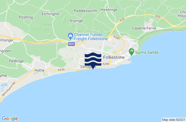 Sandgate Beach, United Kingdomの潮見表地図