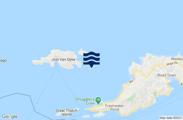 Sandy Cay, U.S. Virgin Islandsの潮見表地図
