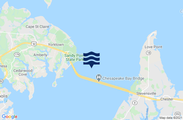 Sandy Point 0.8 n.mi. ESE of, United Statesの潮見表地図