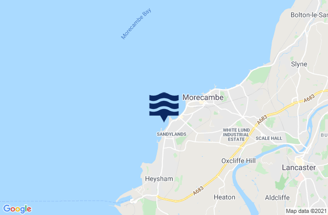 Sandylands Beach, United Kingdomの潮見表地図