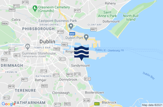 Sandymount, Irelandの潮見表地図