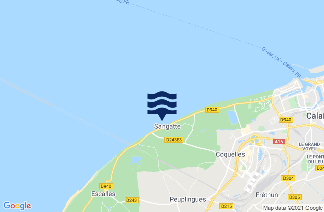 Sangatte, Franceの潮見表地図