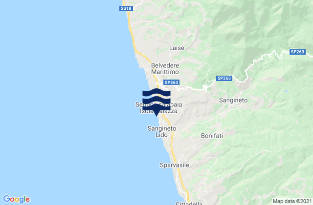Sangineto, Italyの潮見表地図