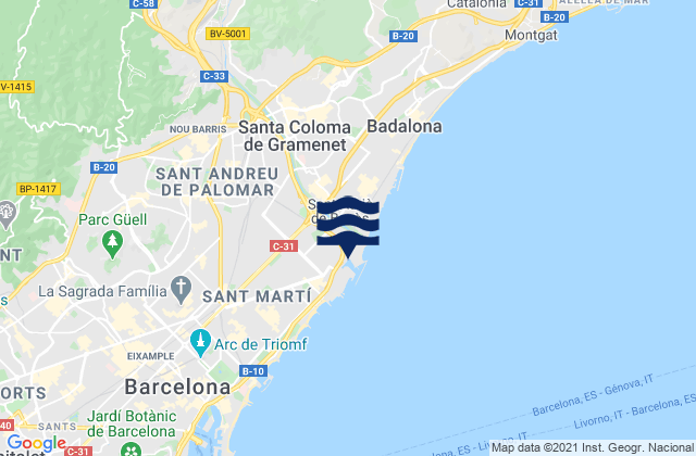 Sant Adrià de Besòs, Spainの潮見表地図