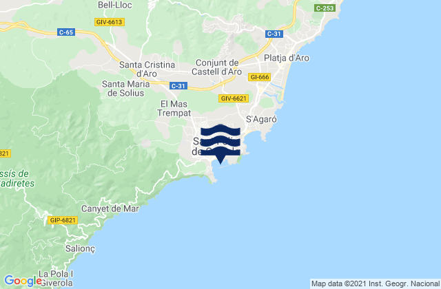 Sant Feliu de Guíxols, Spainの潮見表地図