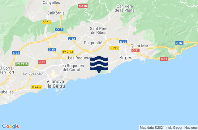Sant Pere de Ribes, Spainの潮見表地図
