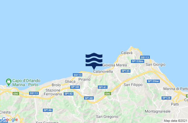 Sant'Angelo di Brolo, Italyの潮見表地図