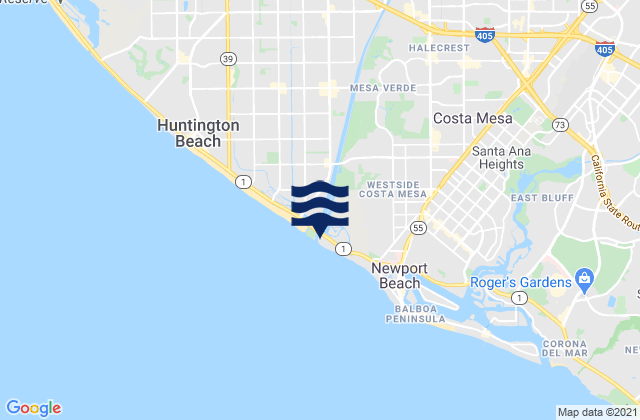 Santa Ana River Jetties, United Statesの潮見表地図