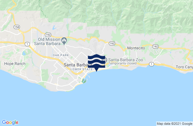 Santa Barbara East Beach, United Statesの潮見表地図
