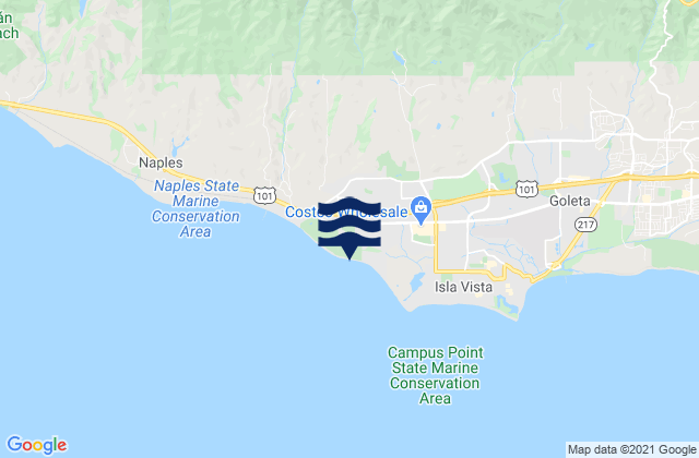 Santa Barbara Shores County Park, United Statesの潮見表地図