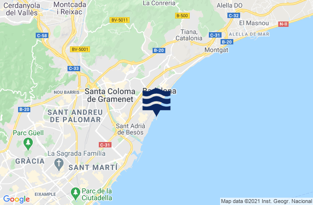 Santa Coloma de Gramenet, Spainの潮見表地図