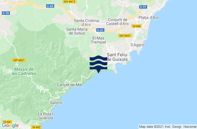 Santa Cristina d'Aro, Spainの潮見表地図