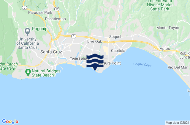 Santa Cruz - 26th, United Statesの潮見表地図
