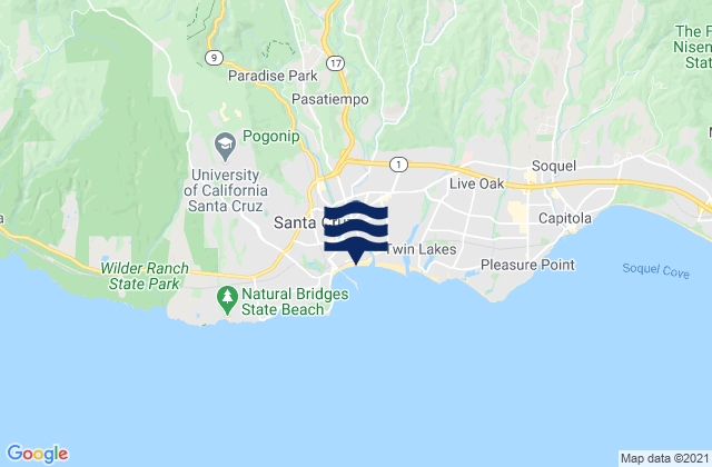 Santa Cruz Beach, United Statesの潮見表地図