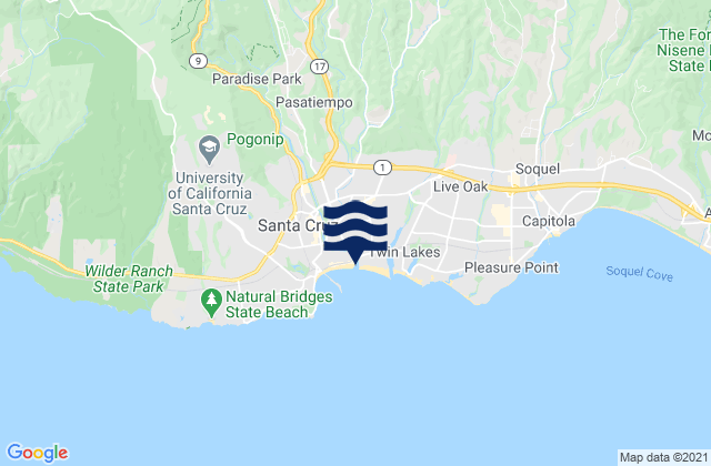 Santa Cruz County, United Statesの潮見表地図