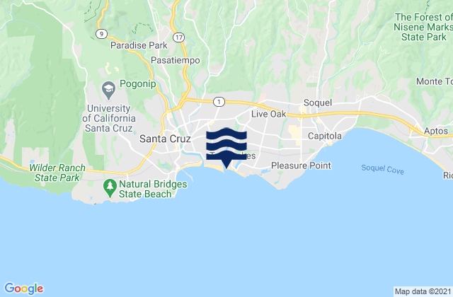 Santa Cruz Harbour, United Statesの潮見表地図