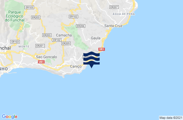 Santa Cruz, Portugalの潮見表地図