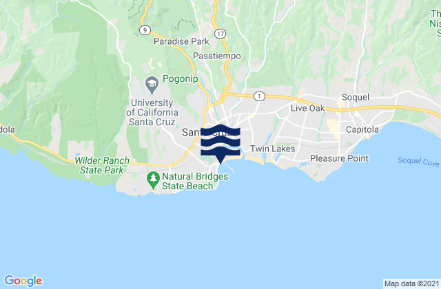 Santa Cruz, United Statesの潮見表地図