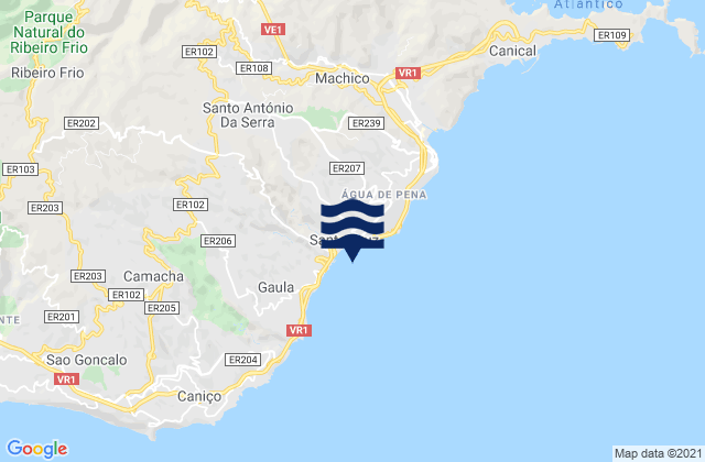 Santa Cruz, Portugalの潮見表地図