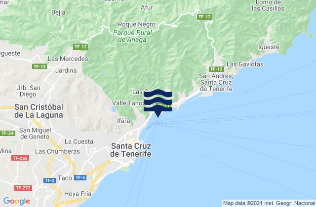 Santa Cruz Tenerife Island, Spainの潮見表地図