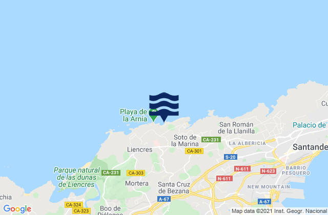 Santa Cruz de Bezana, Spainの潮見表地図