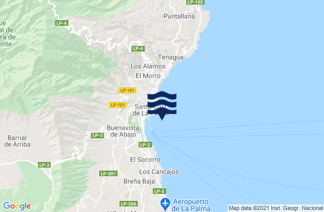 Santa Cruz de la Palma, Spainの潮見表地図
