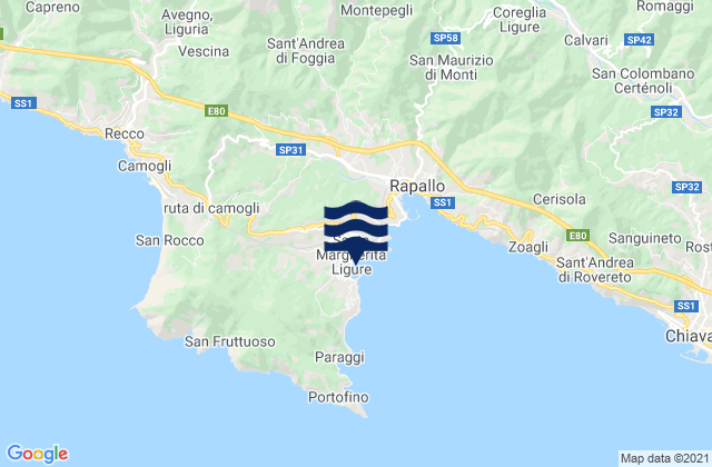 Santa Margherita Ligure, Italyの潮見表地図