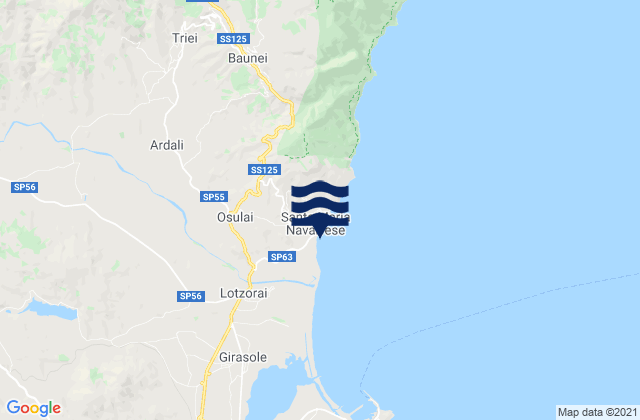 Santa Maria Navarrese, Italyの潮見表地図