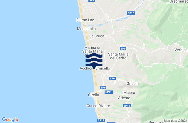 Santa Maria del Cedro, Italyの潮見表地図