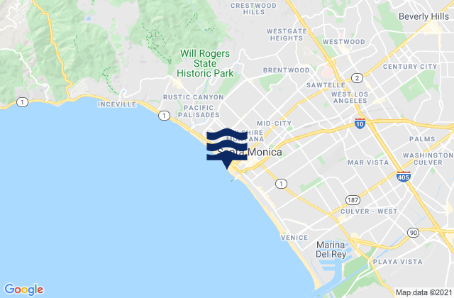 Santa Monica State Beach, United Statesの潮見表地図