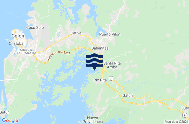 Santa Rita Arriba, Panamaの潮見表地図