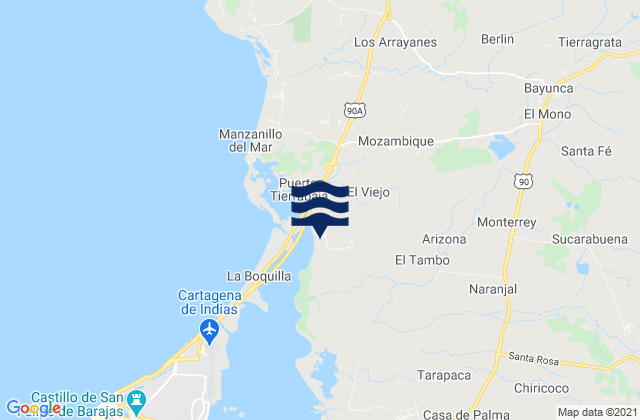 Santa Rosa, Colombiaの潮見表地図
